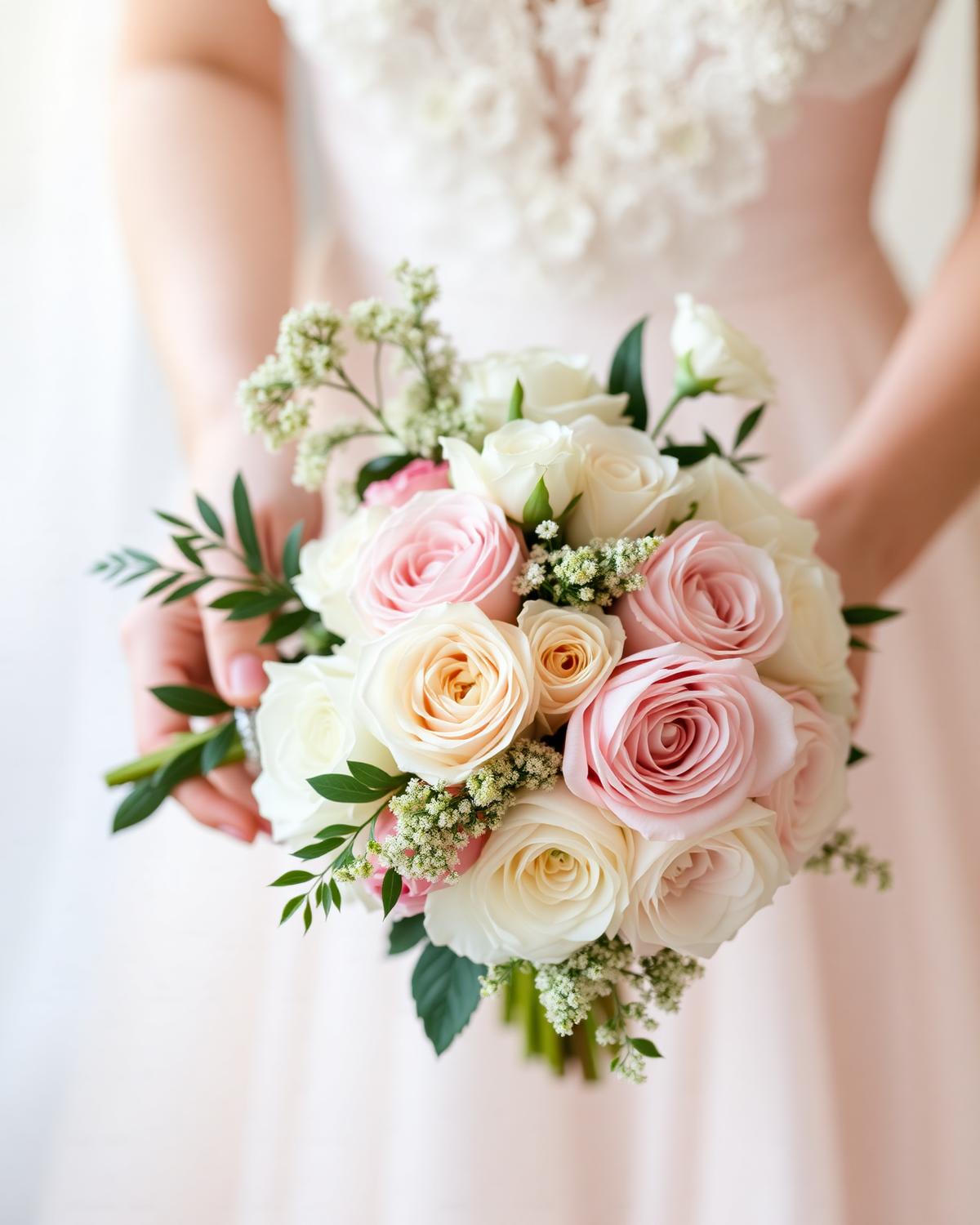 Hands arranging a luxury bouquet